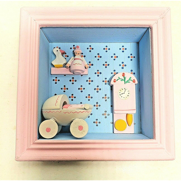 Sevi Other - Vintage Sevi Wood Display Nursery Charms NOS Painted Baby Carriage Italy